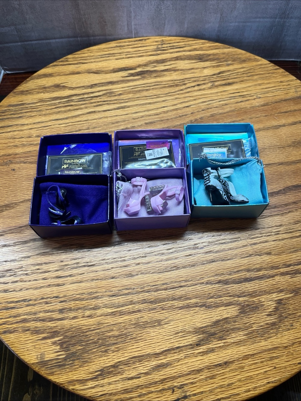 Lot of three rainbow, high, mini accessory shoes